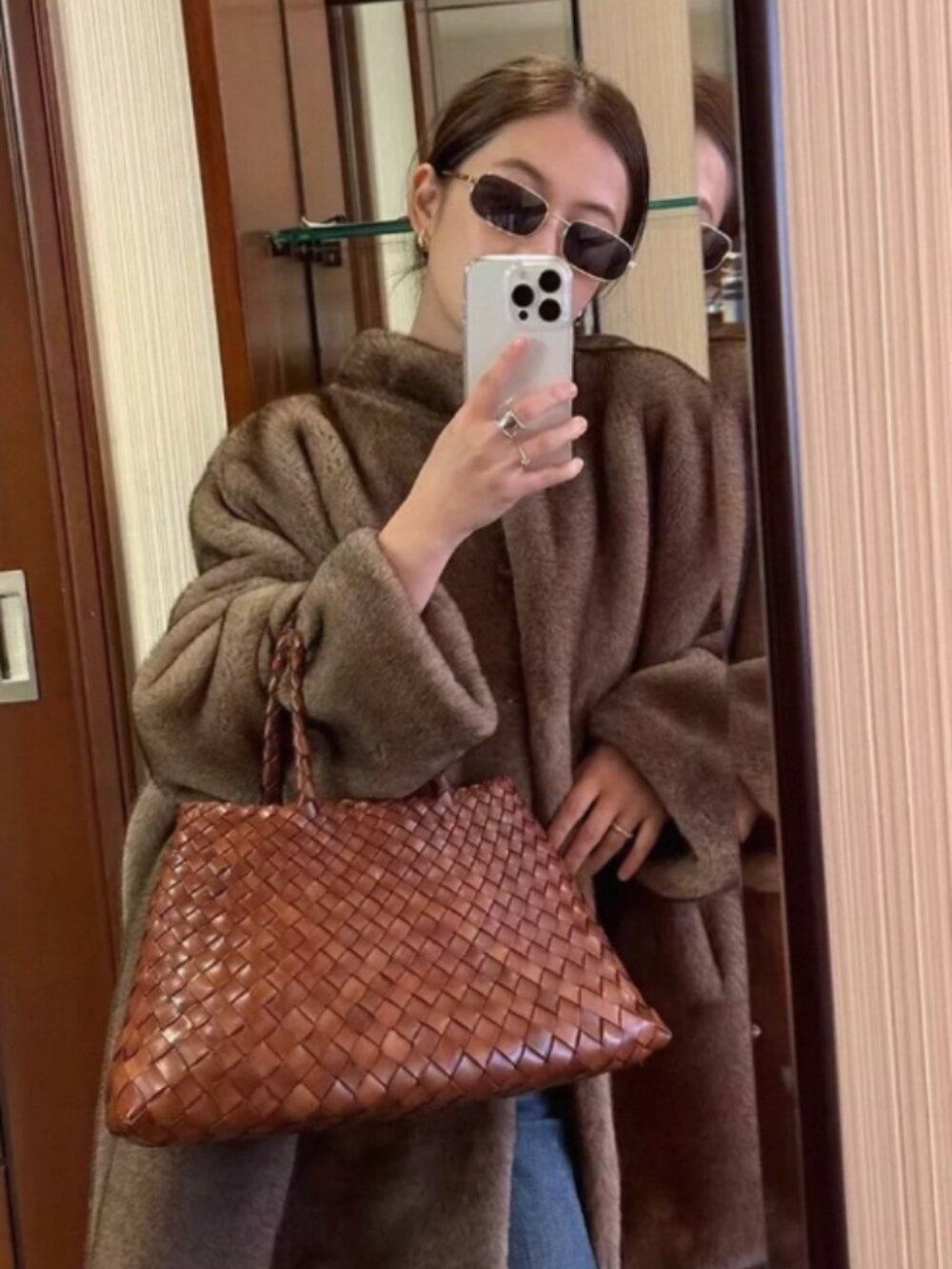 Dragon Diffusion Santa Croce Big Woven Leather Tote Tan